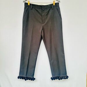 Marc Jacobs Dress Pants Womens Size M Black High Rise Straight Leg Pom